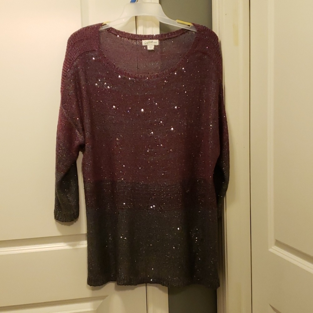 Burgundy/grey ombre sweater  3x